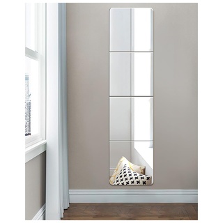 COUXILY 30,5x30,5cm HD Selbstklebende Fliesenspiegel Rahmenlos Spiegel Wandaufkleber DIY Glas Wanddekoration Dekospiegel für Aesthetic Room Decor (03-1, 4 Stück)