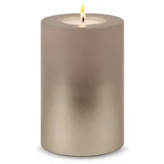 Qult Teelichthalter Levi 8cm Durchmesser taupe / cremegold Dauerkerze Kunststoffkerze 15 cm
