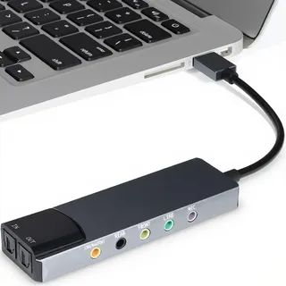 Tonysa 7.1 USB-Surround-Soundkarte mit Digitalem SPDIF-Sound, Hochauflösende Musik, Externe Soundkarte, Plug-and-Play, für Laptop-PC, Silber
