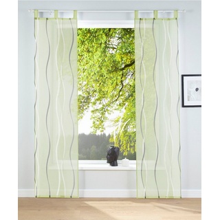 Schiebegardine »Dimona«, my home, Schlaufen (2 St), transparent, Voile, Fertiggardine, inkl. Beschwerungsstange, transparent, Wellen grün 57 cm x 225 cm