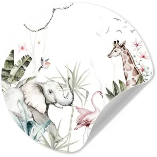 MuchoWow Wandsticker Tiere - Dschungel - Weiß - Kinderzimmer - Kinder (1 St), Wandtattoo Selbstklebend, Wohnzimmer Deko Aufkleber, 30x30 cm, Kinder bunt 30 cm x 30 cm x 0.1 cm