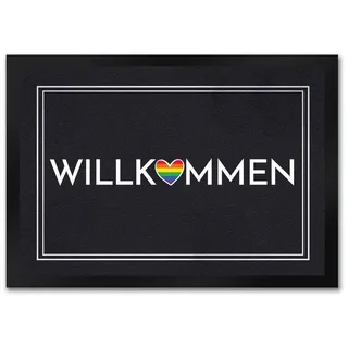 speecheese Fußmatte Willkommen Fußmatte in 35x50 cm mit buntem Regenbogen-Herz 35 cm
