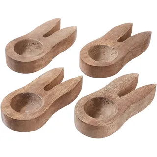BUTLERS Eierbecher, MANGO DAYS 4er-Set in Braun, Holz, 6x2x12 cm, Tischkultur | Servieren, Eierbecher