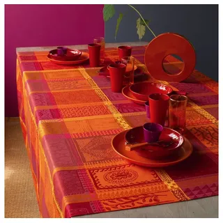 Garnier Thiebaut Tischdecke Garnier-Thiebaut Tischwäschekollektion Mille Wax, jacquard-gewebt rot rund | 0 cm x 180 cm