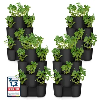 EW24 Kartoffelturm/Erdbeerturm - 4 Etagen - Hoher Ernteertrag - Bewässerungs Löcher gegen Staunässe - optimaler Schutz vor Schädlingen - für Balkon, Garten und Terrasse (Anthrazit)