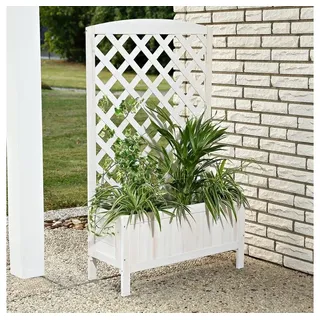 Melko Blumenkasten Rankkasten Blumenkasten Rankgitter Holz Rankhilfe Spalier Pergola (Stück), Witterungsbeständig weiß