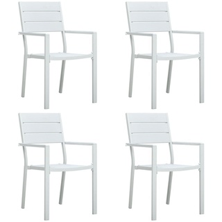 Gartenstühle 4 Stk. Weiß HDPE Holz-Optik 47884