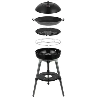 CADAC- Carri Chef 40 Gasgrill – 60 x 60 x 86 cm - Mobiler Campinggrill mit Grill2Braai-Platte, Panhouder, Paellapfanne & Deckelthermometer - Inkl. Tragetasche - 50mBar - Stahl & Kunststoff