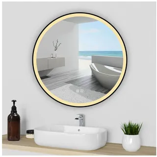 duschspa Badspiegel Rund Badezimmerspiegel Wandspiegel mit LED Beleuchtung Touch, Φ 40/50/60/70/80/90/100 cm runder Spiegel Ø 60 cm x 3.5 cm