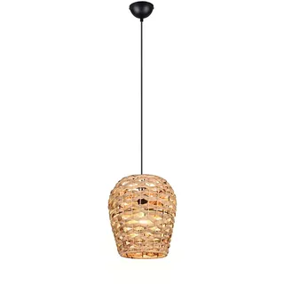 Reality Leuchten LED Pendelleuchte, Dimmfunktion, LED wechselbar, über Lichtschalter in 3 Stufen dimmbar, warmweiß, klein-e Korb-lampe hängend Seegras Lampenschirm geflochten, Ø 29cm beige