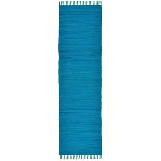 TEPGO Chindi Handwebteppich 70 x 250 cm Türkis