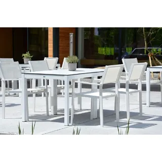 Outdoor Tisch Quadrat Hpl-Schichtstoff weiß / natur eloxiert 80x50