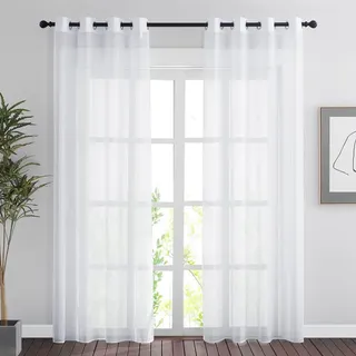 Gordijn Modern – Verdunkelungs- und Vorhangset – Tüll – 140 x 220 cm – 2 Stück – Mit Ösen – Wohnaccessoire – Fensterdekoration - Weiß