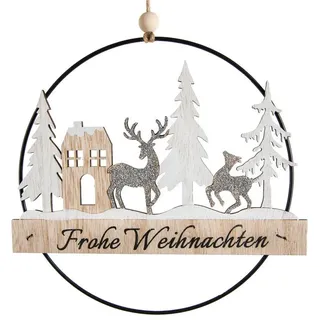 Logbuch-Verlag Dekofigur Türkranz Wand Anhänger Frohe Weihnachten aus Holz Ø 20 cm