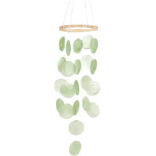 EXTRWORY Windspiel aus natürlichen Muscheln, für Garten, Hängedekoration, 73 cm, Boho-Stil, für drinnen und draußen, dekorativ, mobil, Capiz-Glockenspiel für Terrasse (grün)