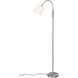 Reality Leuchten Stehlampe Tommy, Bogenleuchte 1-flammig, exkl 1x E14 max 40W, mit Kippschalter, Ein-/Ausschalter, Lesearm, Leuchtmittel wechselbar, warmweiß - kaltweiß, Leseleuchte Stehleuchte Wohnzimmer Höhe 130cm, Arm verstellbar silberfarben