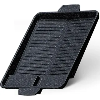 Grillplatte Aufsatz für Gaskocher eckig 37x26 cm, antihaftbeschichtete Grillpfanne Campingkocher, Grillmatte BBQ, Camping und Gasgrill, Campingkocher