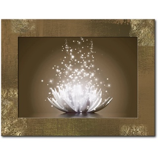 Wandbild ARTLAND "Magie der Lotus-Blume" Bilder Gr. B/H: 80,9 cm x 59,9 cm, Wandbild, braun Bild Metallbild Bilder 3D Optik gebogen