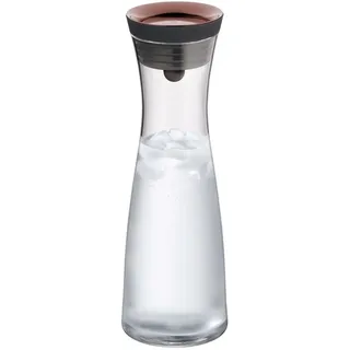 WMF Wasserkaraffe Basic für Kalt- und Warmgetränke, Silikonrand, 1 l Fassungsvermögen, Close-Up-Verschluss ink. integriertem Sieb, spülmaschinengeeignet braun