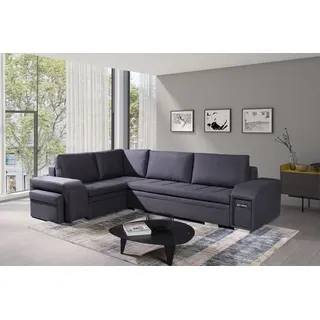 AX LIVING Schlafsofa grau Adrane XXL Sofa in L Form mit Bettkasten L - Grau