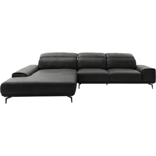 Musterring Wohnlandschaft MUSTERRING "MR 2490 Ecksofa mit erstklassigem Sitzkomfort, Long-Life-Leder", schwarz (anthrazit, s), B:342cm T:207cm, Sofas, Wohnlandschaft, Fuß schwarz, Sitzhöhe 48cm, wahlweise mit Funktionen, Maße 342x207 cm