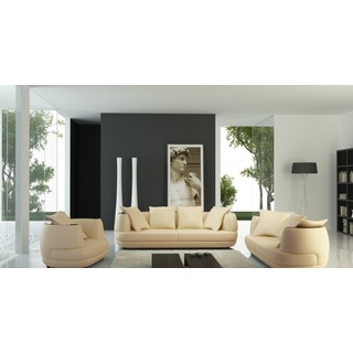 JVmoebel Sofa »Ledersofa Designer Sofa Couch 3+2+1 Sofagarnitur Couchgarnitur Sofas Garnitur« beige