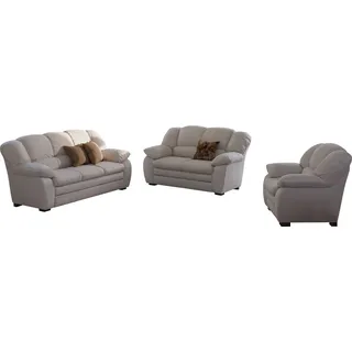 Cotta Polstergarnitur COTTA "Casino, Sofa Set, 3-2-1 Sitzer, Wohnzimmer Garnitur", sand, H:88cm T:92cm, 64% POLYURETHAN (PU) / 25% POLYESTER (PES) / 11% BAUMWOLLE (CO), Sitzmöbel-Sets, Sessel, 2-Sitzer, 2,5-Sitzer, hohe Rückenlehne