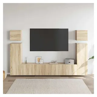 furnicato TV-Schrank TV-Schrank-Set hängend Sonoma-Eiche (8-St) Wandregal-Set mit viel Stauraum für dein organisiertes Wohnzimmer braun 80 cm x 90 cm x 30 cm