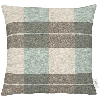 Dekokissen APELT "Nebraska", blau (petrol, kariert), B:46cm L:46cm, Obermaterial: 40% Polyester, 35% Wolle, 25% Polyacryl, Dekokissen_Sitzkissen_Kissenhüllen, ohne Füllung