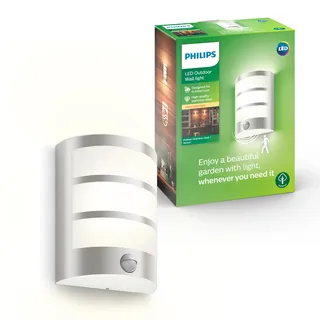 Philips Python LED-Wandleuchte, Außenleuchte mit Bewegungsmelder, Außenbeleuchtung, 5,5 W, 700 lm, 2.700 K Warmweißes Licht, IP44-Wetterfest, Integrierte LED, Langlebig, Aluminium