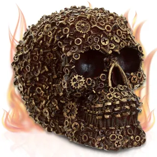 Deko Totenkopf ''Machine Head'' - gold - Totenschädel Figur Dekoration
