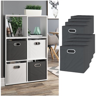 VICCO 8er Set Faltbox  30x30 cm anthrazit Faltkiste Aufbewahrungsbox Regalbox