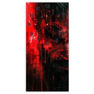 Primedeco Wanduhr Glasuhr Wandkunst Größe 30 x 60 cm mit Motiv Abstrakte Digital Kunst