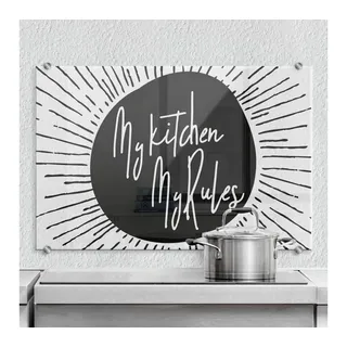 K&L Wall Art Spritzschutz Wandschutz Glas Spritzschutz Küche Vintage Schriftzug schwarz schwarz