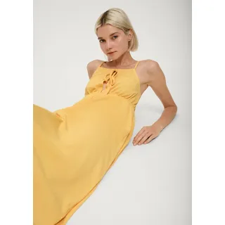 QS Minikleid Strukturiertes Jaquard-Kleid Durchzugkordel gelb