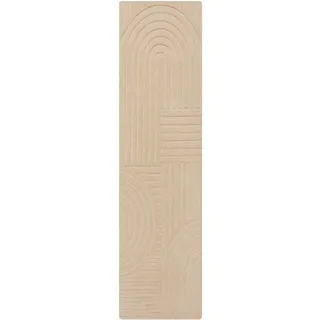 Wollteppich FLAIR RUGS "Zen Garden" Teppiche Gr. B/L: 60 cm x 230 cm, 10 mm, 1 St., beige (natur) Schurwollteppiche 100% Wolle, Hoch-Tief-Effekt, auch als Läufer und in Rund erhältlich