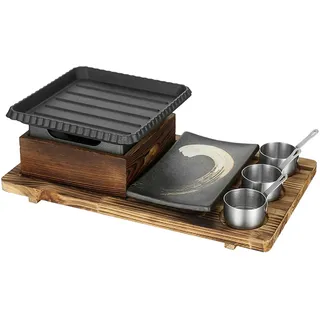 UGCER Tragbarer BBQ-Grill, koreanischer japanischer Tischgrill, Holzkohlegrill, Ofen, Spirituskocher für den Innenbereich, Esstisch, Camping,C