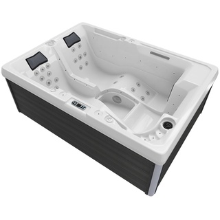 TroniTechnik® Outdoor Whirlpool Spa ELBA  weiß 210cm x 150cm mit Heizung, Hydromassage, Bluetooth und Farblichtherapie