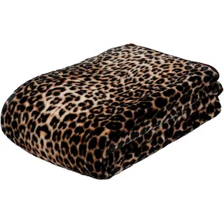 Wohndecke GÖZZE "Leopard" Wohndecken Gr. B/L: 150 cm x 200 cm, braun Kunstfaserdecken mit gedrucktem Motiv, Kuscheldecke