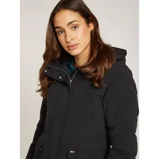 Wintermantel TOMMY JEANS "TJW TECHNICAL DOWN PARKA", Damen, Gr. M (38), schwarz, Web, Obermaterial: 100% Polyamid. Futter: 100% Polyester, unifarben, casual, normal hüftbedeckend, Langarm Rippbündchen, Mäntel, mit Logostickerei