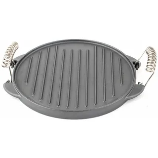 Gusseisen runde Grillplatte Grillaufsatz 32cm Platte Guss für Gaskocher Gasgrill
