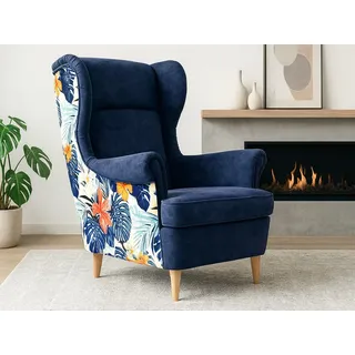 beautysofa Ohrensessel Havana Holzwerkstoff 82 x 102 x 92 cm Dunkelblau