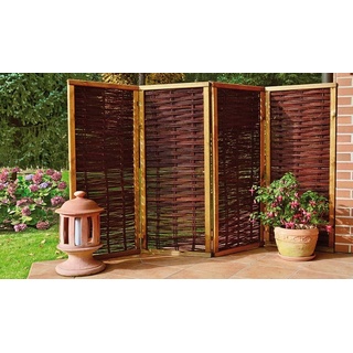 Sichtschutz Paravent - Garten Raumteiler aus Weide mit Kiefernrahmen - 240 x 160 cm