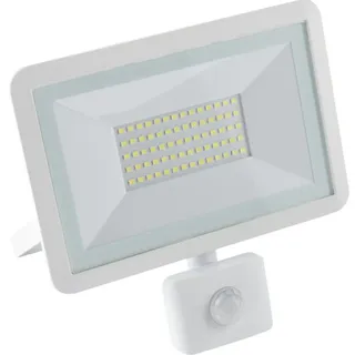 Meister Werkzeuge LED Wandleuchte LED Außenstrahler 50W mit Bewegungsmelder – IP44 Spritzwassergeschützt, LED, Kaltweiß weiß