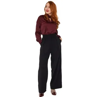 Voodoo Vixen Marlene-Hose Black Pleated Trousers Vintage Retro Stoffhose Bundfaltenhose schwarz M