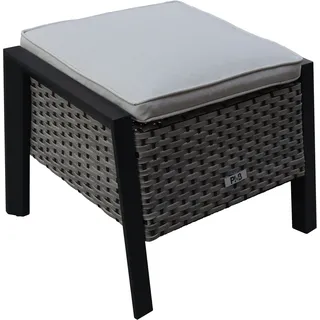 OUTFLEXX Louvra 2 Design-Fußhocker, natur/anthrazit, Polyrattan, 59x55x46cm, inkl. Polster