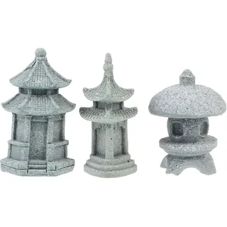 Cabilock Mini Steinpagode Deko Für Garten Aquarium Asiatische Japanische Zen Garten Miniatur Figuren 3 Stück Micro Landschaft Zubehör