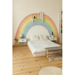 Decords Wandtattoo – pastellfarbener Regenbogen in Aquarelloptik, 80 cm