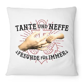 Fashionalarm Kissen Tante und Neffe - Freunde für immer - 40x40 cm mit Füllung | Geburtstag Geschenk Idee zur Geburt Baby Junge Cool Weihnachten, Farbe:weiß
