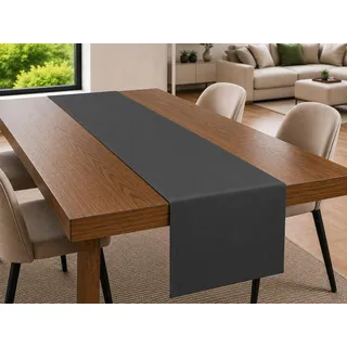 Tischläufer 100 % Baumwolle. Tafeldecke, Tischtuch. (Anthrazit, 30 x 100) | Naturprodukt, schadstofffrei, pflegeleicht, langlebig, für Wohnzimmer, Balkon und Garten